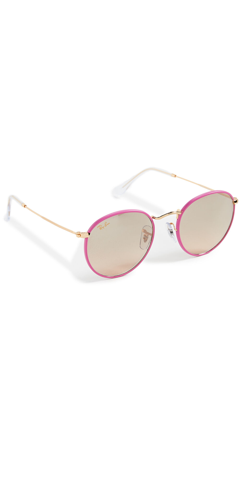 Ray-Ban Full Color Round Sunglasses Pink Mirror/Gradient Grey One Size  Pink Mirror/Gradient Grey  size:One Size