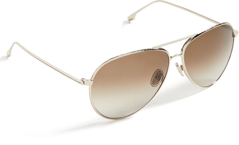 Victoria Beckham Hammered Aviators Gold Khaki One Size  Gold Khaki  size:One Size