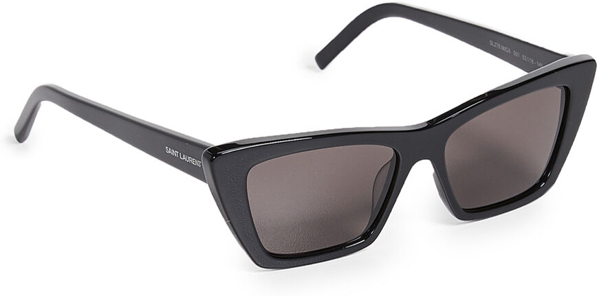 Saint Laurent Narrow Cat Eye Sunglasses Shiny Black/Grey Green One Size  Shiny Black/Grey Green  size:One Size