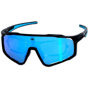 F2 Sonnenbrille, Unisex Sportbrille mit Monoscheibe schwarz-hellblau Größe