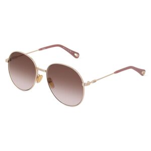 Kering Eyewear CHLOE CH0178S Damen-Sonnenbrille Vollrand Rund Metall-Gestell, gold