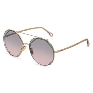 Kering Eyewear Chloé CH0041S Damen-Sonnenbrille Vollrand Pilot Metall-Gestell, gold