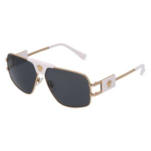 Luxottica VERSACE VE2251 Herren-Sonnenbrille Vollrand Pilot Edelstahl-Gestell, weiß