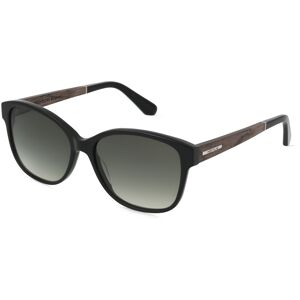 Masterdis Woodfellas 10767 ROSENAU Damen-Sonnenbrille Vollrand Butterfly Holz Acetate-Gestell, schwarz