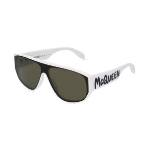 Alexander McQueen AM0386S Herren-Sonnenbrille Vollrand Monoscheibe Kunststoff-Gestell, weiß