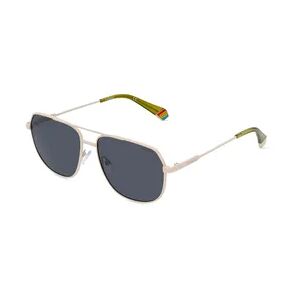 Safilo Polaroid PLD 6195/S/X Herren-Sonnenbrille Vollrand Eckig Metall-Gestell, Weiss