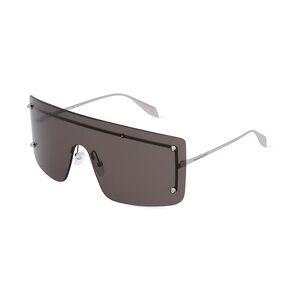 Alexander McQueen AM0412S Unisex-Sonnenbrille Vollrand Monoscheibe Kunststoff-Gestell, silber