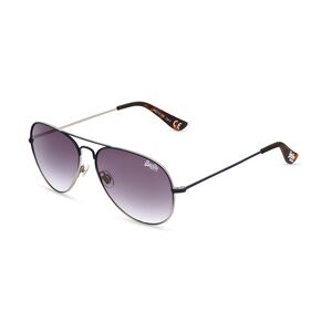 Superdry HERITAGE Unisex-Sonnenbrille Vollrand Pilot Metall-Gestell, blau