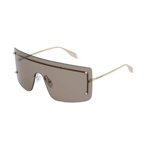 Alexander McQueen AM0412S Unisex-Sonnenbrille Vollrand Monoscheibe Kunststoff-Gestell, gold