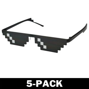 Sort Thug Life Glasses Meme Solbriller Pixel 16bit Sort 5-Pack