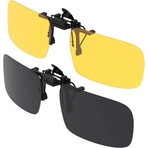 brand BLUE CUT Clip on polariserede nattesynsbriller Flip up-solbriller UV-400 til at bære over receptbriller til natkørsel