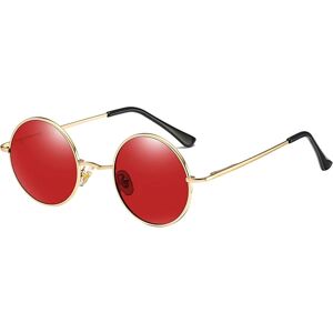 Røde klassiske runde polariserede UV400-solbriller med Lennon Style V
