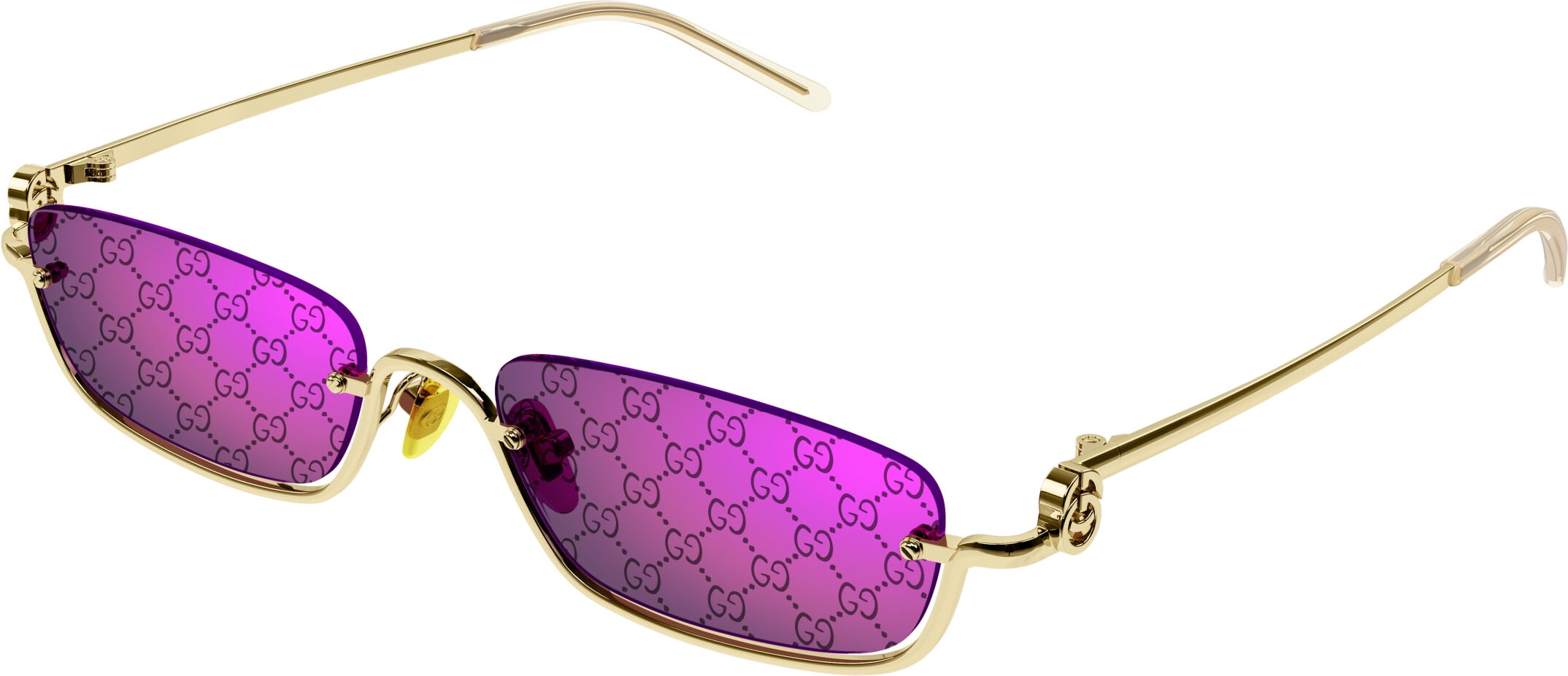 Gucci-1278s/s 005 Gold(violet Seregriado Logo 55*19 Gafas De Sol Dorado