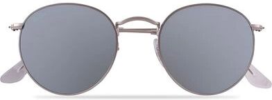 Ray Ban 0RB3447 Round Sunglasses Matte Silver/Silver Mirror