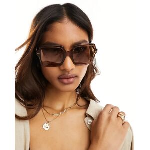 Versace - Lunettes de soleil carrÃ©es oversize - Marron transparent-Brown Brown One Size female - Publicité