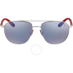 Ray-Ban Ray Ban Scuderia Ferrari Polarized Blue Chromance Mirror Aviator Men s Sunglasses RB3659M F031H0 57 - Publicité