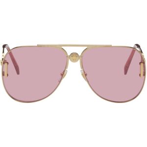 Versace Lunettes de soleil aviateur doré et rose à Méduses Biggie - UNI - Publicité