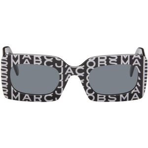 Marc Jacobs Lunettes de soleil rectangulaires noir et blanc à monogrammes - UNI - Publicité