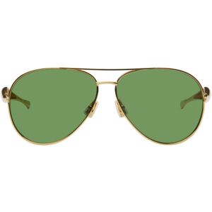 Bottega Veneta Lunettes de soleil aviateur doré et vert à branches Sardine - UNI - Publicité