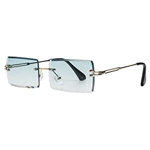 Tigratigro Lunettes de Soleil pour Femme, Mode Anti-Reflets Rectangulaires Sans Monture Lunettes de Soleil Carrées(Vert) - Publicité