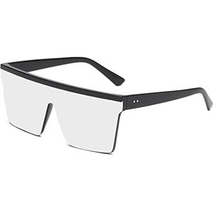 YAMEIZE Lunettes de Soleil Oversized Vintage pour Femmes Protection UV400 Lunettes carrées Tendance pour l'extérieur (Argent Blanc) - Publicité