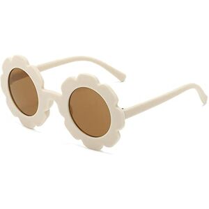 AUsagg Lunettes de soleil rondes pour enfants avec fleurs pour garçons et filles Résistantes aux ultraviolets Jolies lunettes de soleil pour bébé, blanc - Publicité