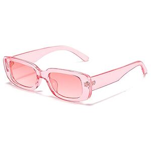 RUNHUIS Lunettes de soleil rétro rectangulaires pour femme et homme Lunettes de soleil Chunky vintage Small Square Fashion, Rose - Publicité