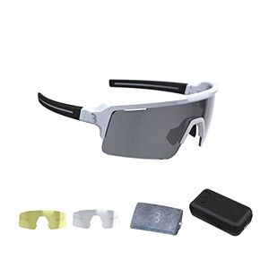 BBB Cycling Lunettes de vélo Unisexes pour Adulte Lunettes de Sport Modernes Grand Verre Grilamid VTT Vélo de Route Gravier Femme et Homme Blanc Fuse , Blanc Mat, Taille Unique - Publicité