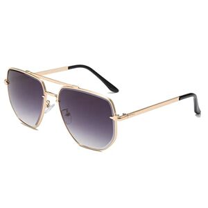 Long Keeper Lunettes de Soleil Homme Lunette de Soleil Pilote Unisexe, Lunette Retro pour Homme Femme Cadre Carré En Metal Lunette Tony Stark UV400 60 MM - Publicité