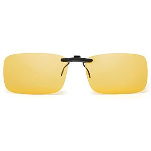 JM Lunettes de Soleil à Clip Rectangulaire sans Bord Lunettes Polarisées Légères Hommes Femmes Polarisées Jaune - Publicité