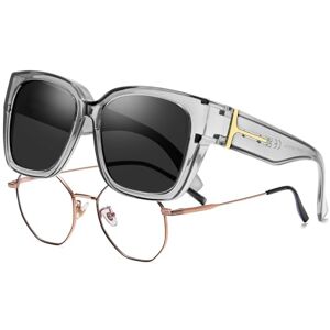 KANASTAL Surlunettes de Soleil Polarisées Femme Homme, Lunettes de Soleil Tendance Carrées Unisexe UV400 pour la Conduite Noir Branche Transparente - Publicité