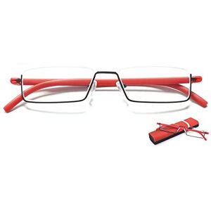 MAGIMODAC Lunettes de lecture avec filtre de lumière bleue et monture ultralégère TR90 pour femmes hommes Lunettes d'aide à la lecture pour ordinateur demi lune avec étui à lunettes(rouge +1.50) - Publicité