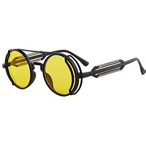 GXFCAI Lunettes de soleil classiques steampunk rondes rétro gothiques double tendance pour femme Mode printemps fête B6p3 Accessoires de sortie, Jaune + noir - Publicité