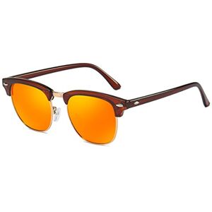 Rocf Rossini Femmes Lunettes de Soleil à Demi-cerclées Polarisées Classique Cat.3 Polarisées Lunettes de Soleil pour Hommes Rétro (Marron/Orange) - Publicité