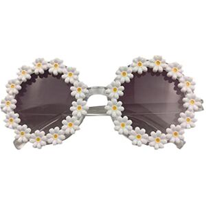 IUYQY Enfants fleur lunettes de soleil marguerite forme lunettes rondes lunettes drôle lunettes de soleil florales faveurs de fête pour filles garçons - Publicité