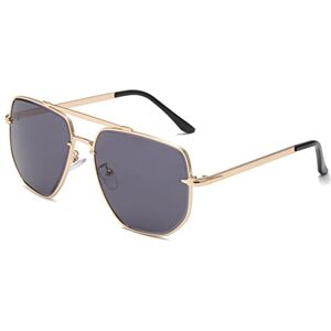 Long Keeper Lunettes de Soleil Homme Lunette de Soleil Pilote Unisexe, Lunette Retro pour Homme Femme Cadre Carré En Metal Lunette Tony Stark UV400 60 MM - Publicité