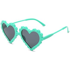 Générique Lunettes de soleil pour enfants avec oreilles en forme de cœur Lunettes de soleil rondes polarisées Protection UV 400, Bleu/gris - Publicité