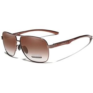 KINGSEVEN Lunettes de soleil pour hommes Pilot Square Design Vintage Polarisées Protection UV400 Al-Mg Ultra-Light 7188 (Marron) - Publicité