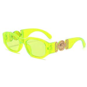 XKUN Lunettes de Soleil Femme Femmes Square Sun Lunettes Voyages Shades Retro Uv400-Green,Gold - Publicité