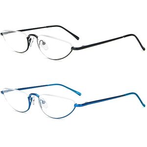 KoKoBin 2 Pack Lunettes de lecture unisexe demi-lune demi-cadre en métal charnière à ressort Slim Lunettes de lecture (2 pièces, 3) - Publicité