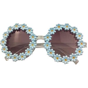 IUYQY Enfants fleur lunettes de soleil marguerite forme lunettes rondes lunettes drôle lunettes de soleil florales faveurs de fête pour filles garçons - Publicité