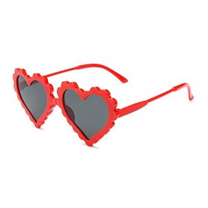 Générique Lunettes de soleil pour enfants avec oreilles en forme de cœur Lunettes de soleil rondes polarisées Protection UV 400, Rouge/gris - Publicité