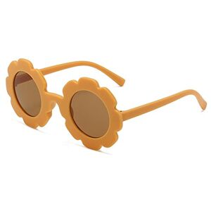 AUsagg Lunettes de soleil rondes pour enfants Motif floral Pour garçons et filles Anti-ultraviolets Jolies lunettes de soleil, jaune - Publicité