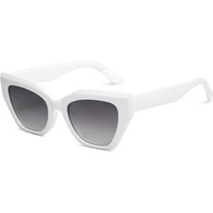 SOJOS Square Cateye Lunettes de Soleil Polarisantes pour Femmes Rétro Classique Vintage Tendance Lunettes de Soleil Gafas de sole SJ2235 White - Publicité