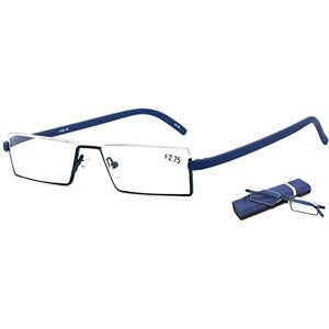 MAGIMODAC Lunettes de lecture avec filtre de lumière bleue et monture ultralégère TR90 pour femmes hommes Lunettes d'aide à la lecture pour ordinateur demi lune avec étui à lunettes(bleu+3.50) - Publicité