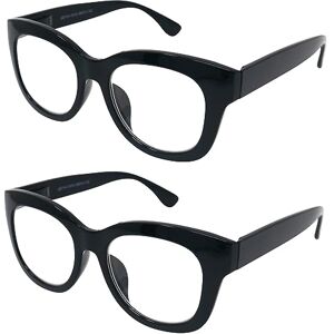 Mini Brille 2 Paires Lunette Anti Lumiere Bleue Rétro, Rectangulaire Oversize Épaisse Monture en Plastique (Noir), Lunettes de Lecture Femme +1.5 Dioptrie - Publicité