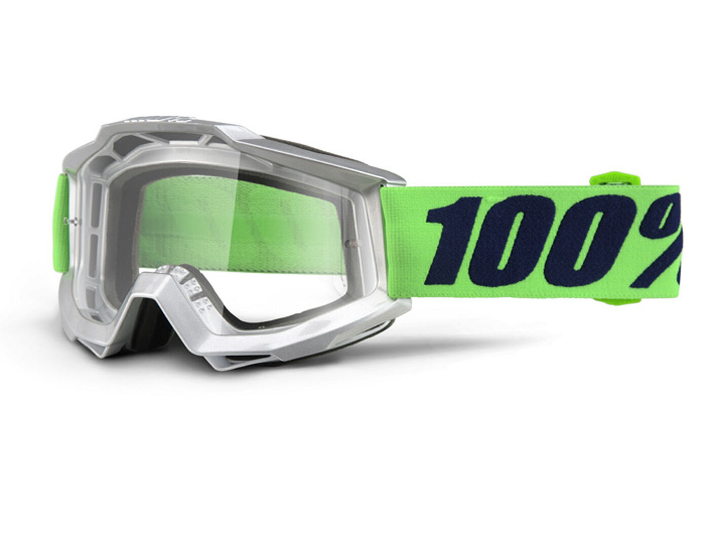 100% Accuri Motocross Goggles  - White Green