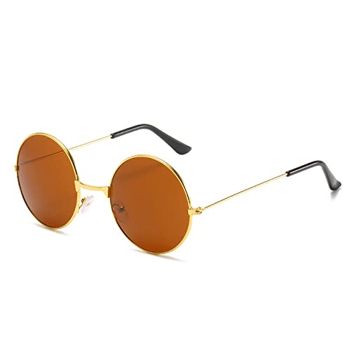 HuAnGaF Vissen Vrije tijd Ronde Metalen Mannen Zonnebril Retro Vintage Zonnebril voor Mannen Vrouwen Mode Brillen Zonnebril UV400