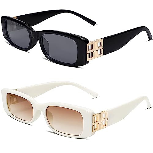 owlfun Dameszonnebril, vintage retro zonnebril, vintage zonnebril, jaren 90 retro trendy, zonnebrillen voor vrouwen en mannen, zwart + beige B