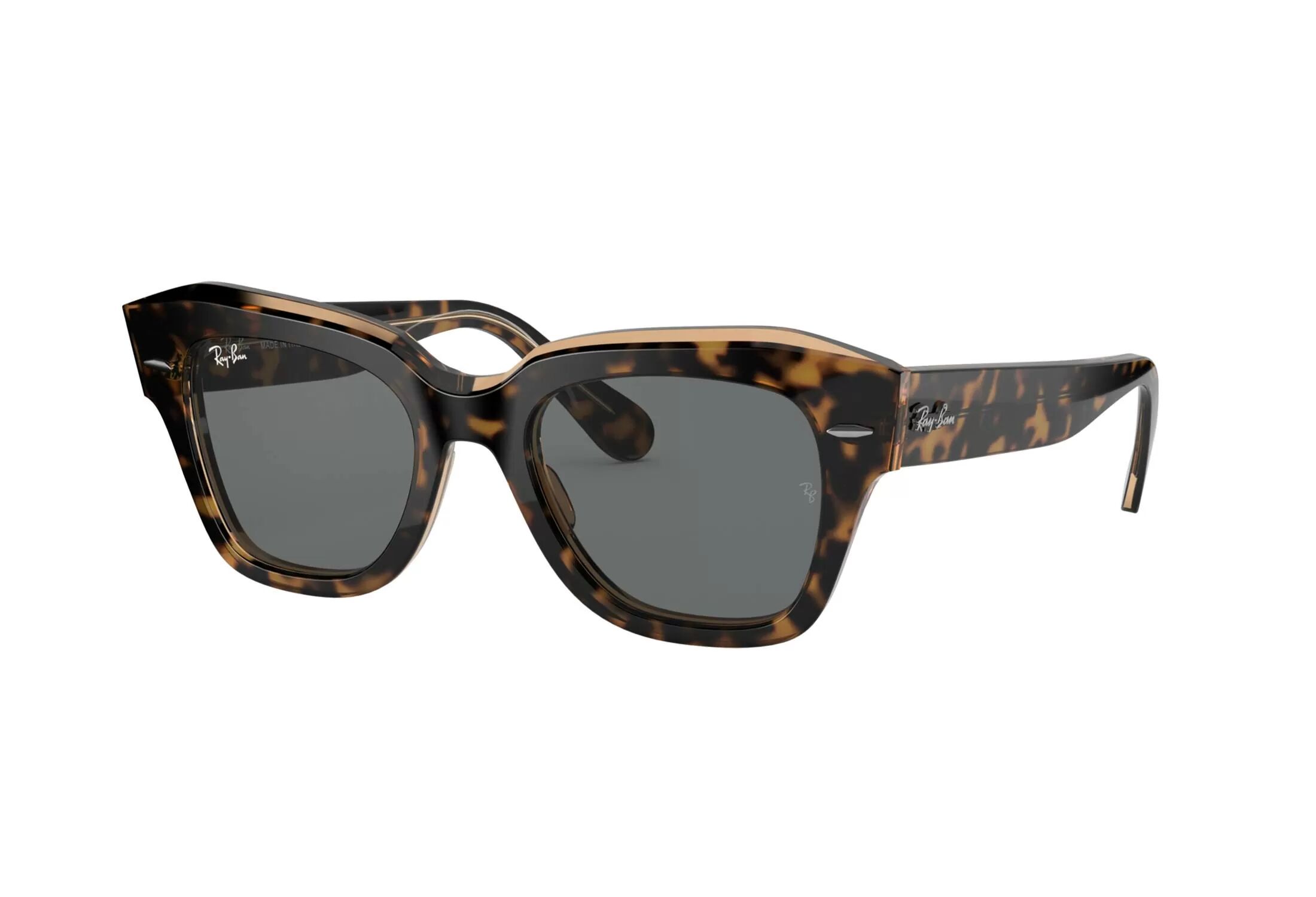 Ray-Ban State Street, Dark Grey - Solbriller - Havana On Trasparent Light Bro - Dame